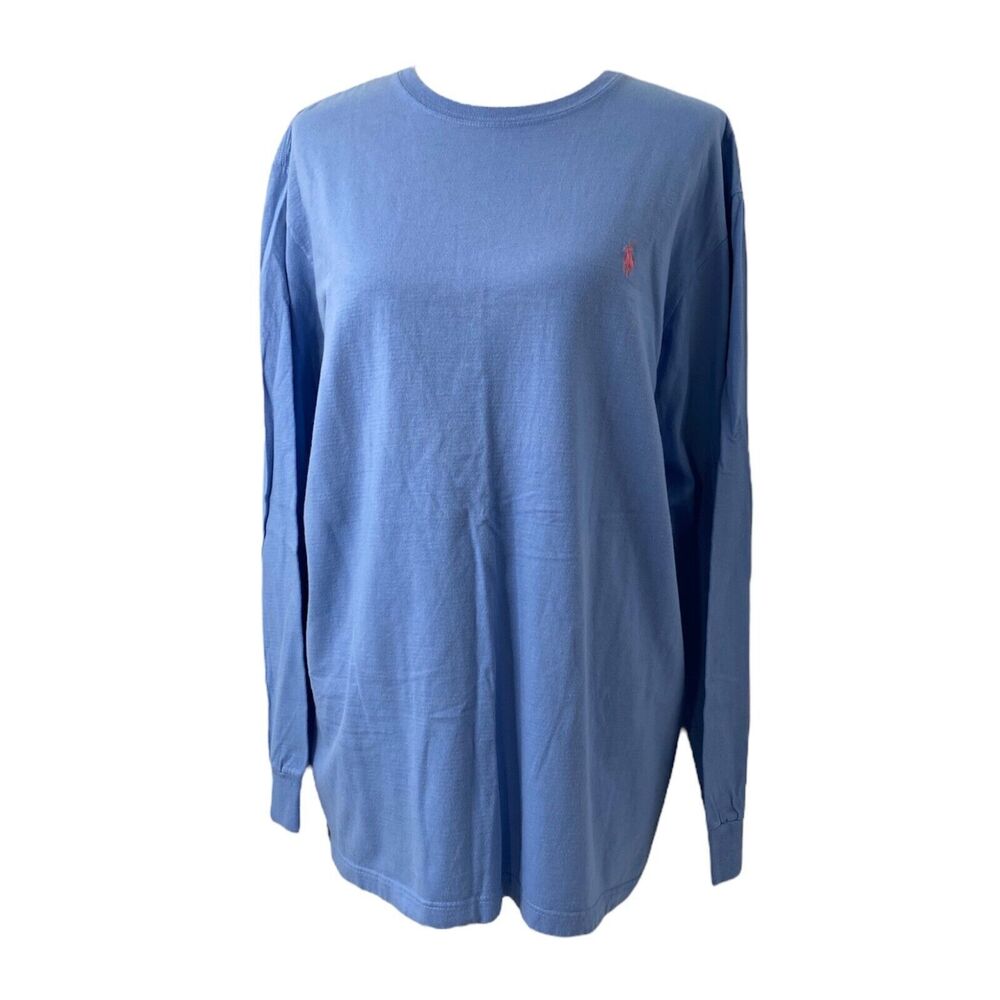 Polo Ralph Lauren Men's Shirt Blue Long Sleeve Vintage Crewneck Size Large